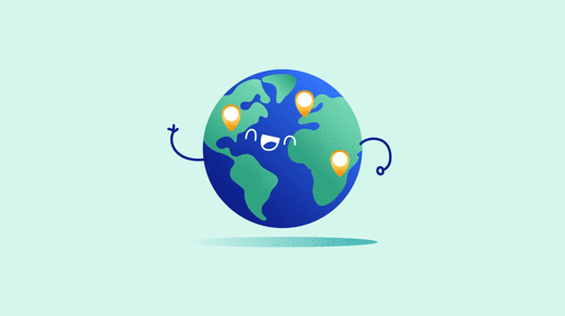 Illustration of a smiling Earth globe