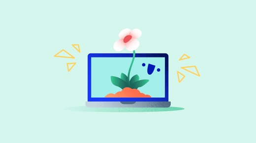 Illustration of a flower blooming from a laptop