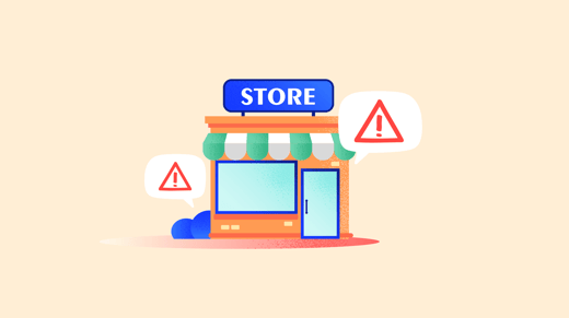Illustration of a store with alert signs