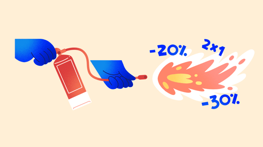 Illustration of two hands with a fire extinguisher