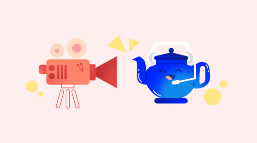 Illustration of a camera recording a teapot