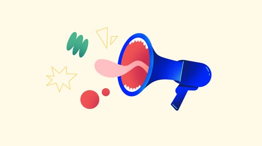 Ilustración de un altavoz gritando con dientes y lengua