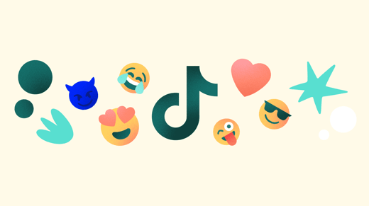 Icono de TikTok rodeado de emojis