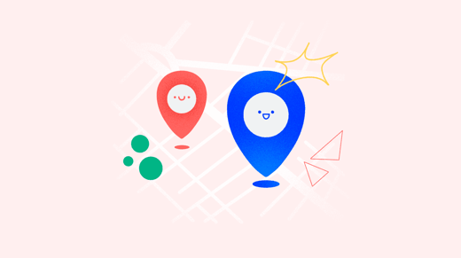 Ilustración de dos marcadores de ubicación en un plano