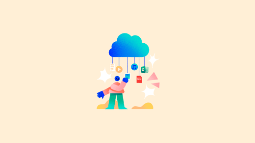 A person picking a hanging ornament from a cloud