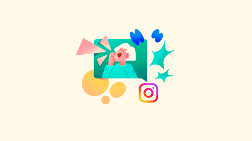 Ilustración de una notificación de Instagram con una persona hablando 