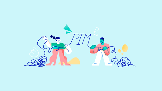 Ilustración de dos personas junto a la palabra PIM