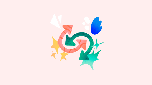 Ilustración de dos flechas rosa y verde