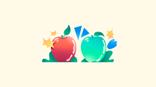 Illustration of a red apple and a green apple