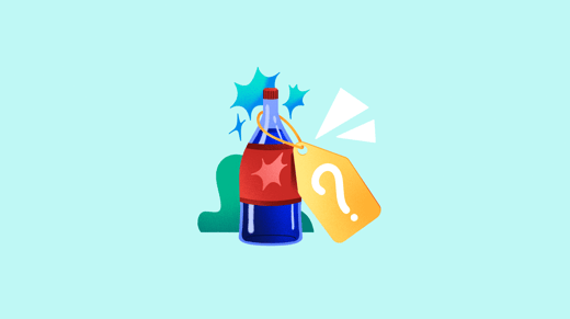 Illustration of a bottle with a SKU tag